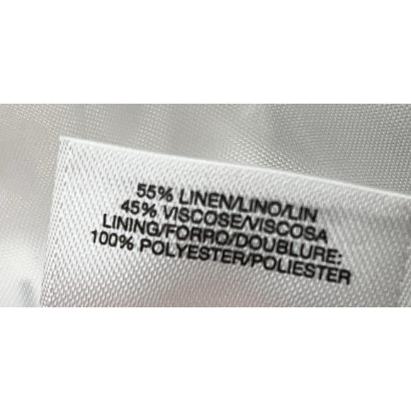 Jones Studio Jacket 16 White Linen Blend Cropped 3/4 Sleeve Open Coastal Preppy - Picture 6 of 8